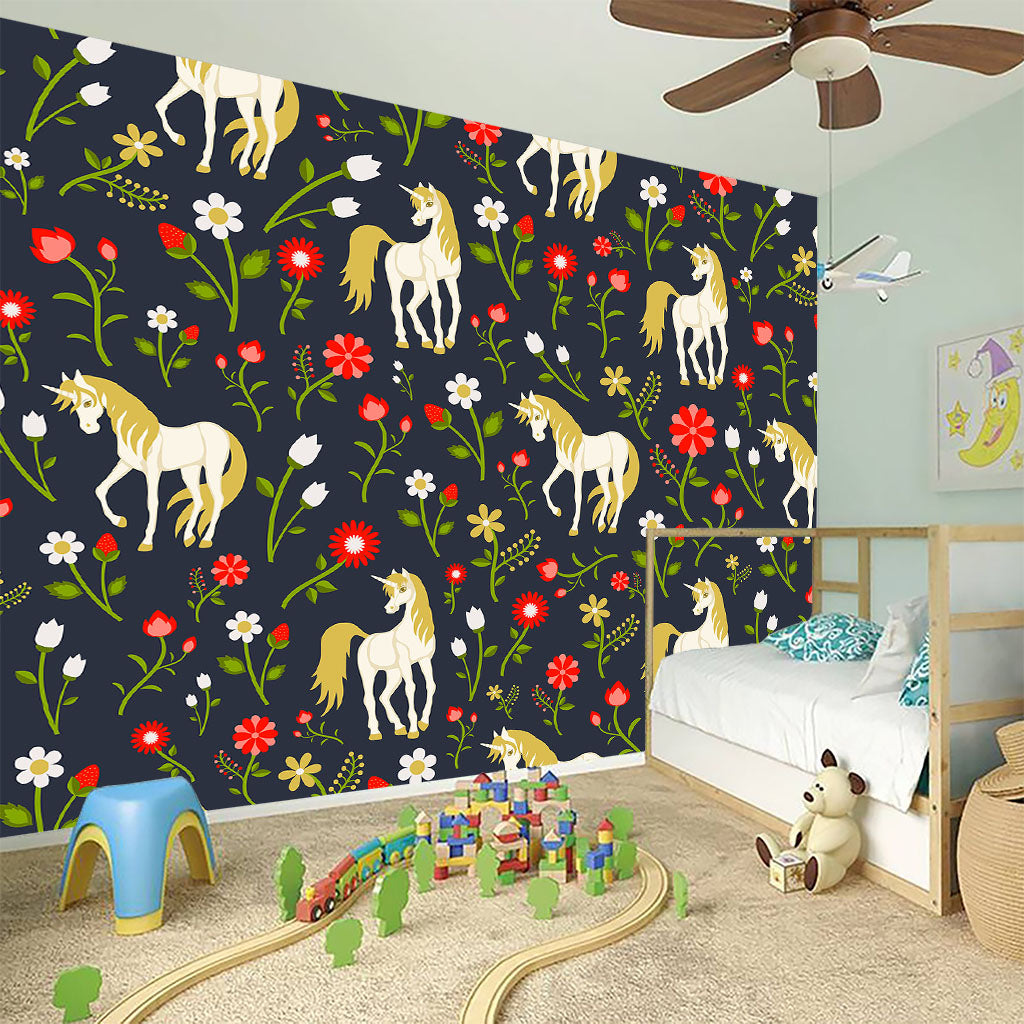Magic Floral Unicorn Pattern Print Wall Sticker