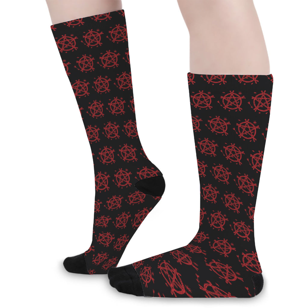 Magic Pentagram Pattern Print Long Socks
