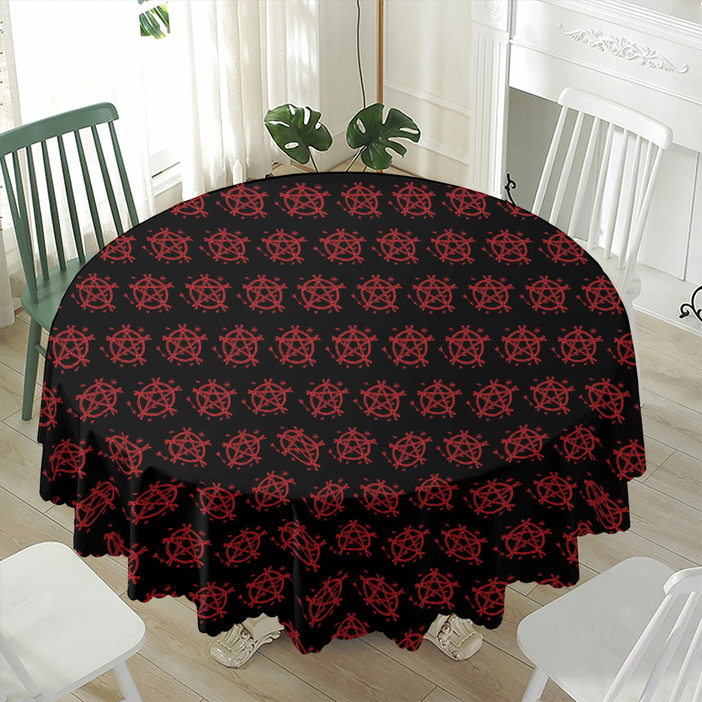 Magic Pentagram Pattern Print Waterproof Round Tablecloth