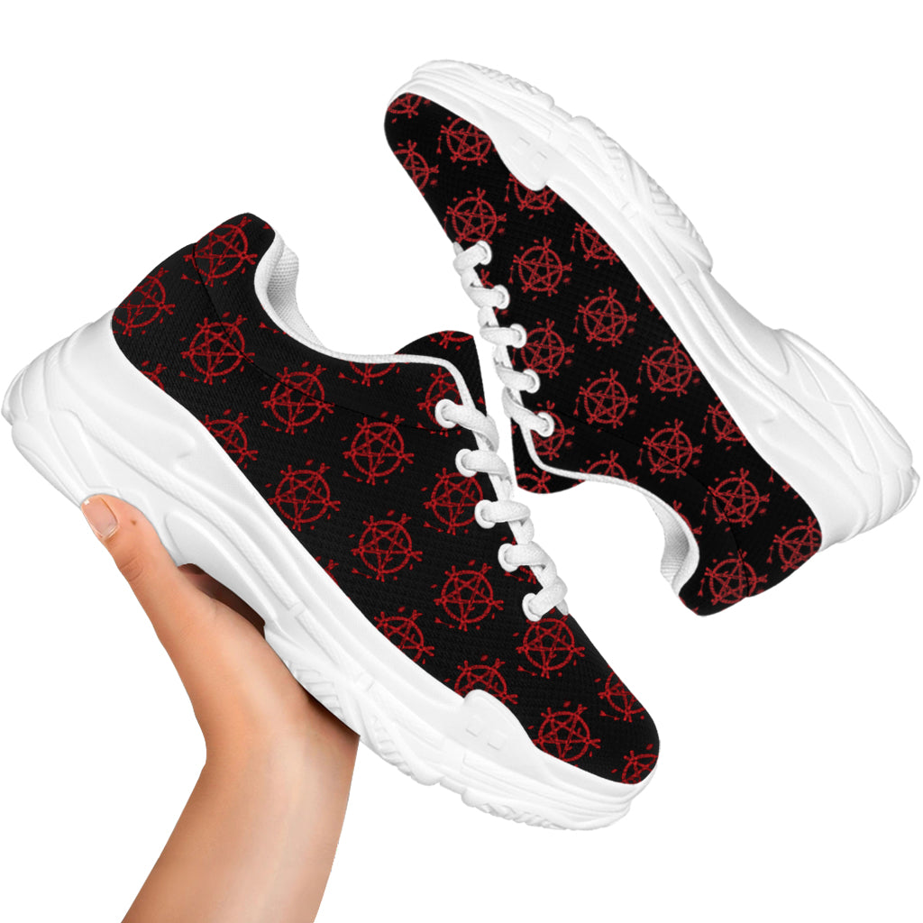 Magic Pentagram Pattern Print White Chunky Shoes