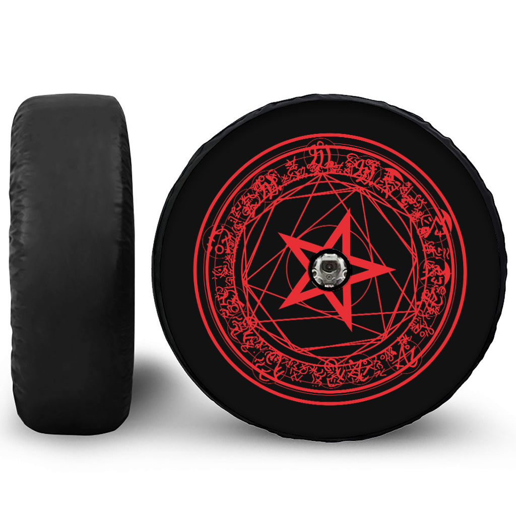 Magic Pentagram Symbol Print Tire Cover With Camera Hole