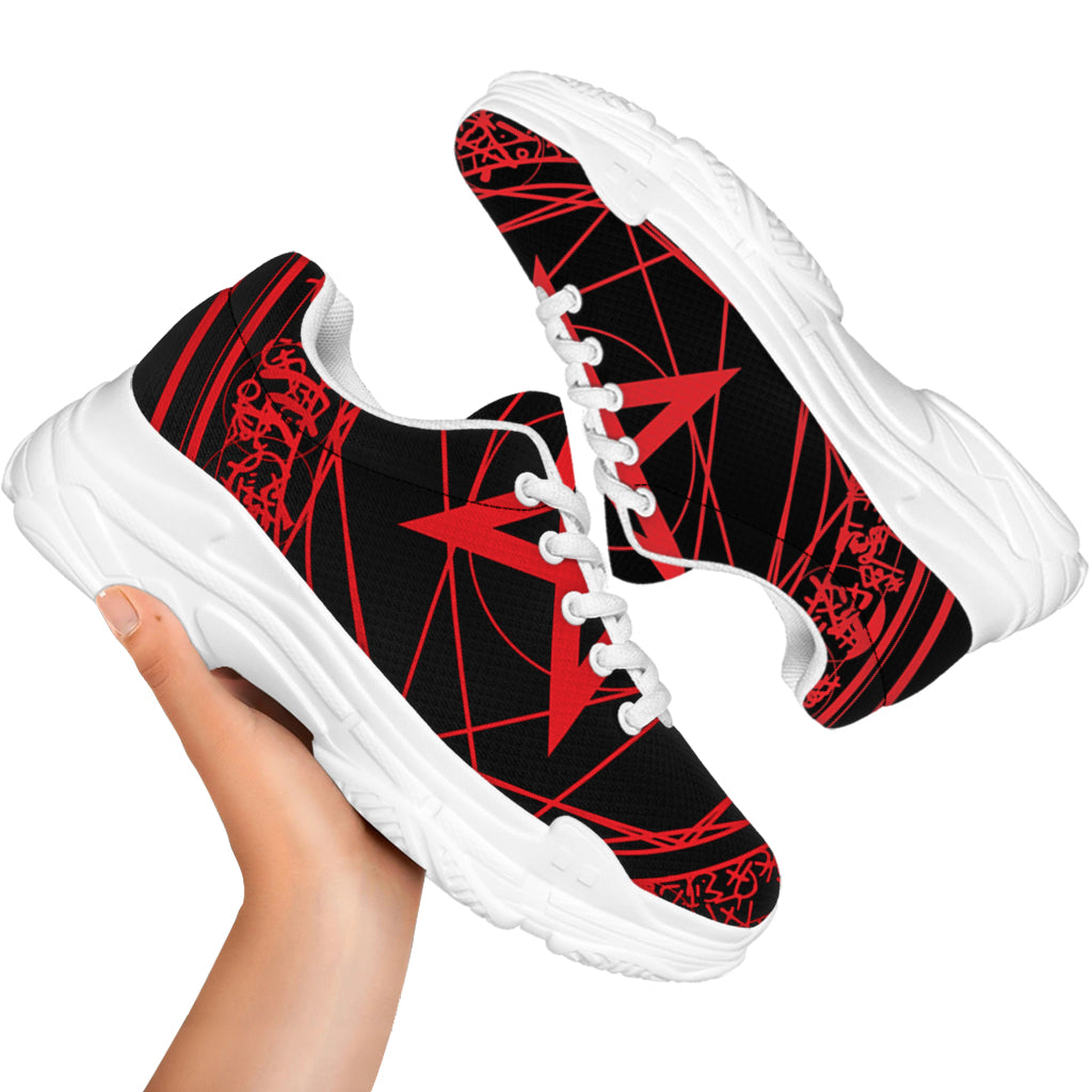 Magic Pentagram Symbol Print White Chunky Shoes