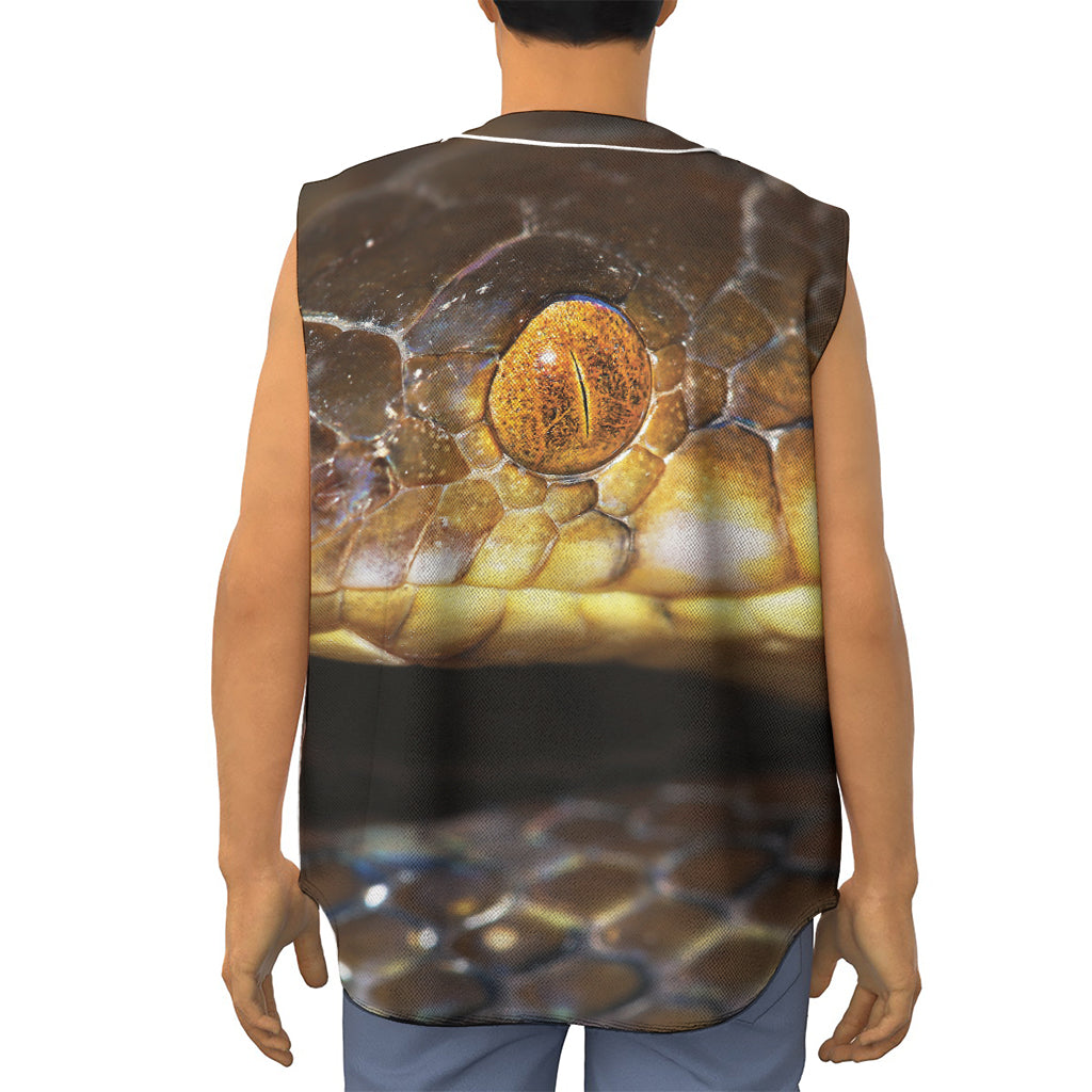 Malagasy Cat Eyed Snake Print Sleeveless Baseball Jersey