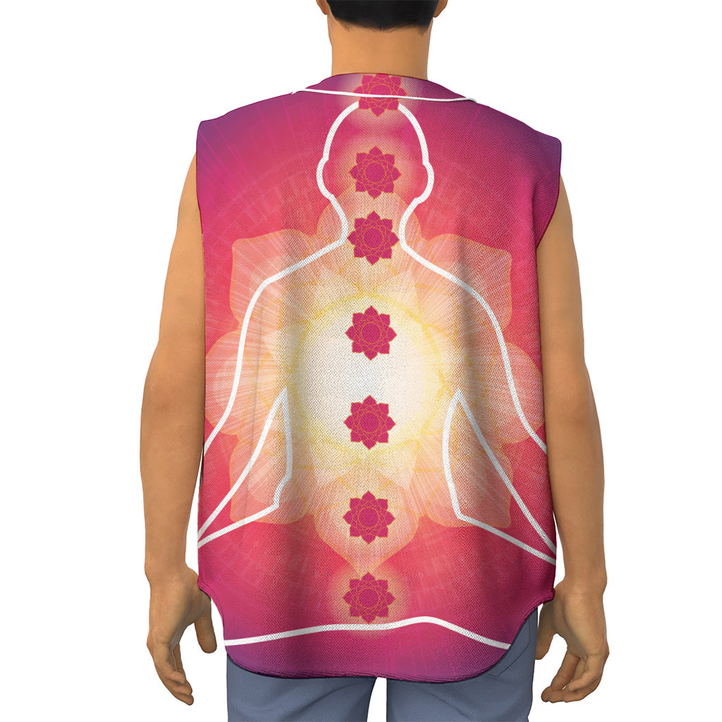 Mandala Chakras Aura Print Sleeveless Baseball Jersey