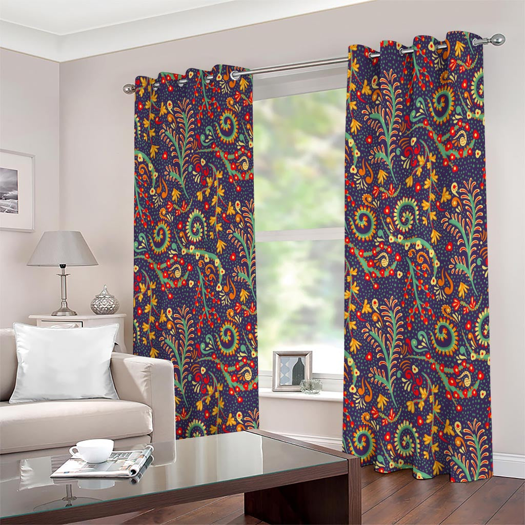 Mandala Floral Bohemian Pattern Print Extra Wide Grommet Curtains