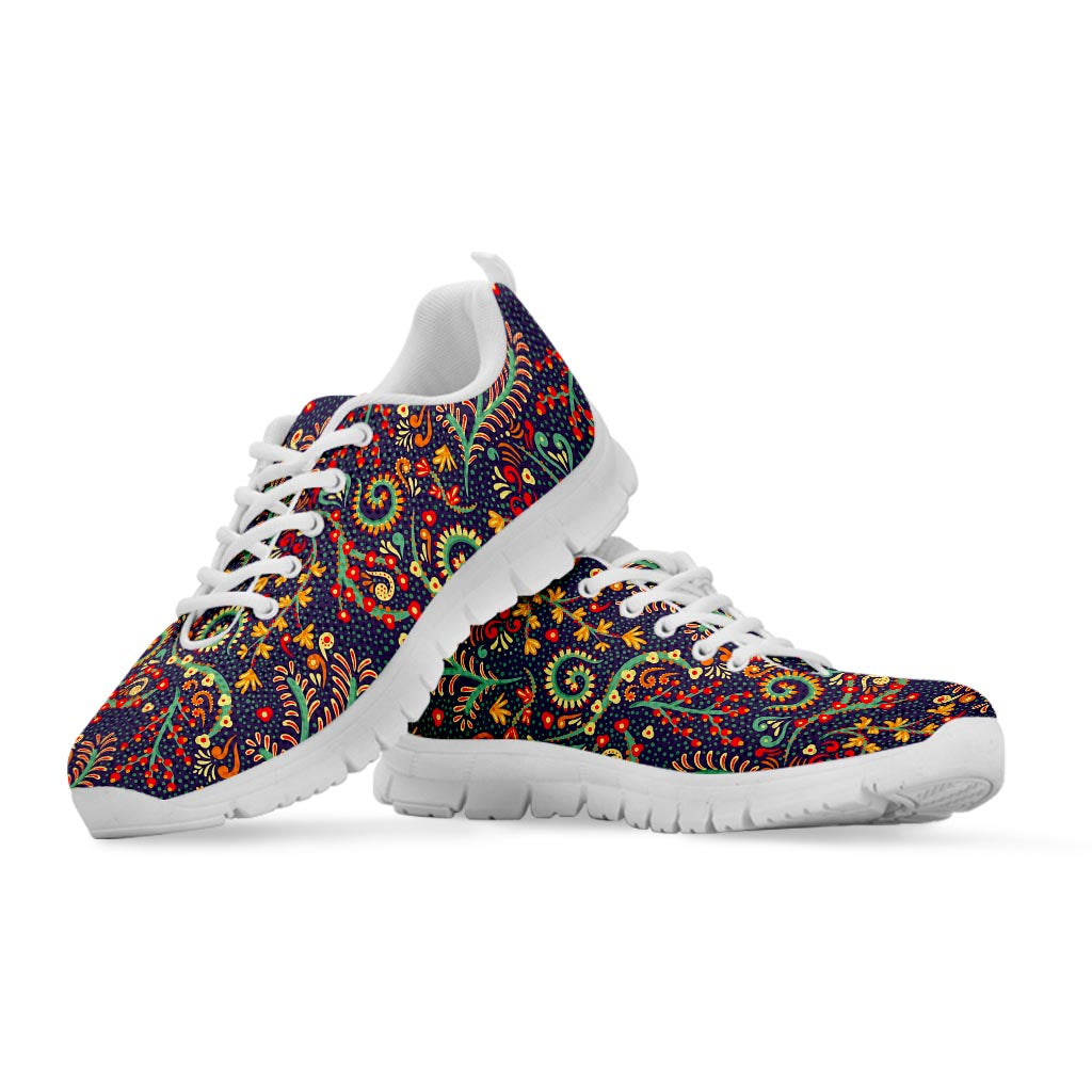 Mandala Floral Bohemian Pattern Print White Running Shoes
