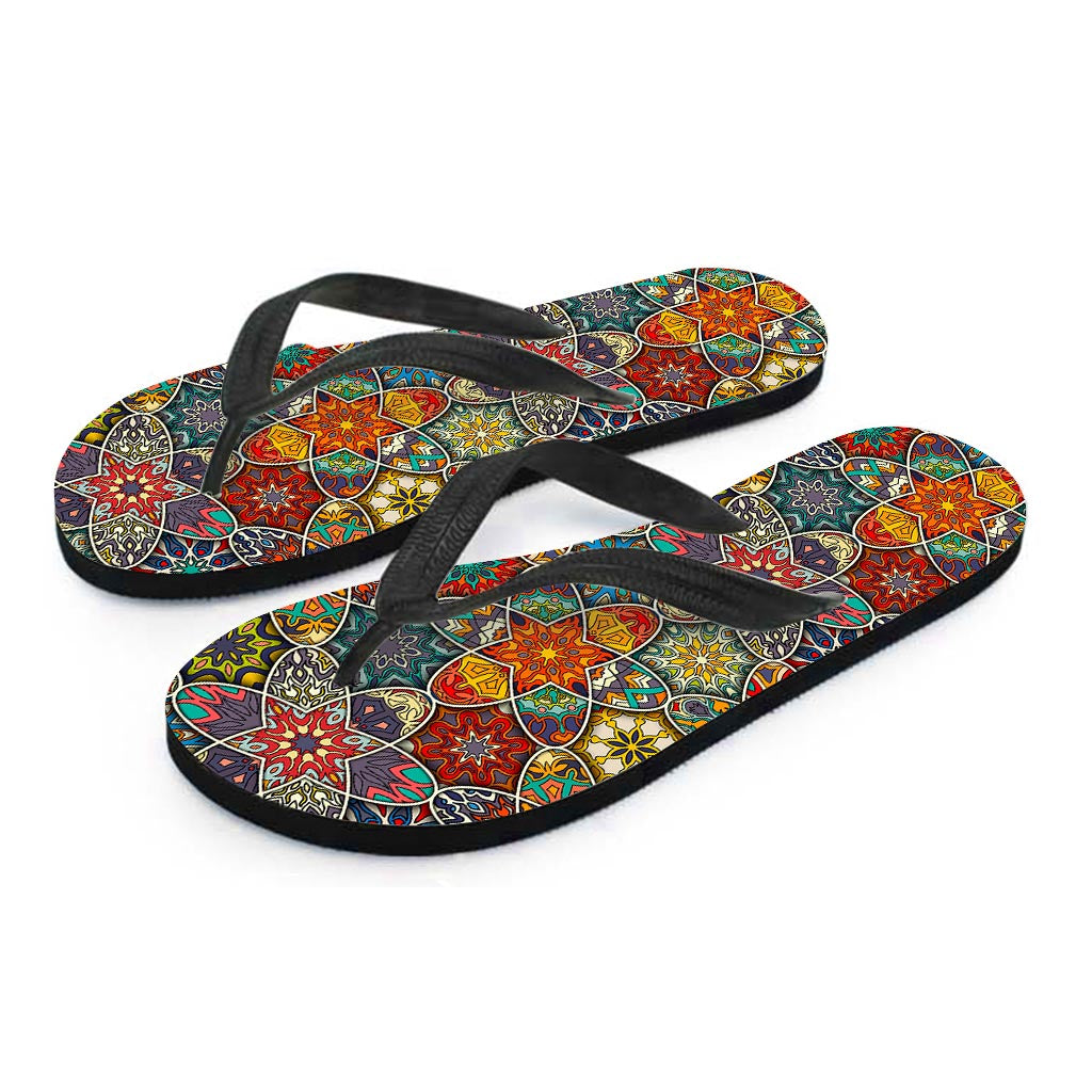 Mandala Star Bohemian Pattern Print Flip Flops