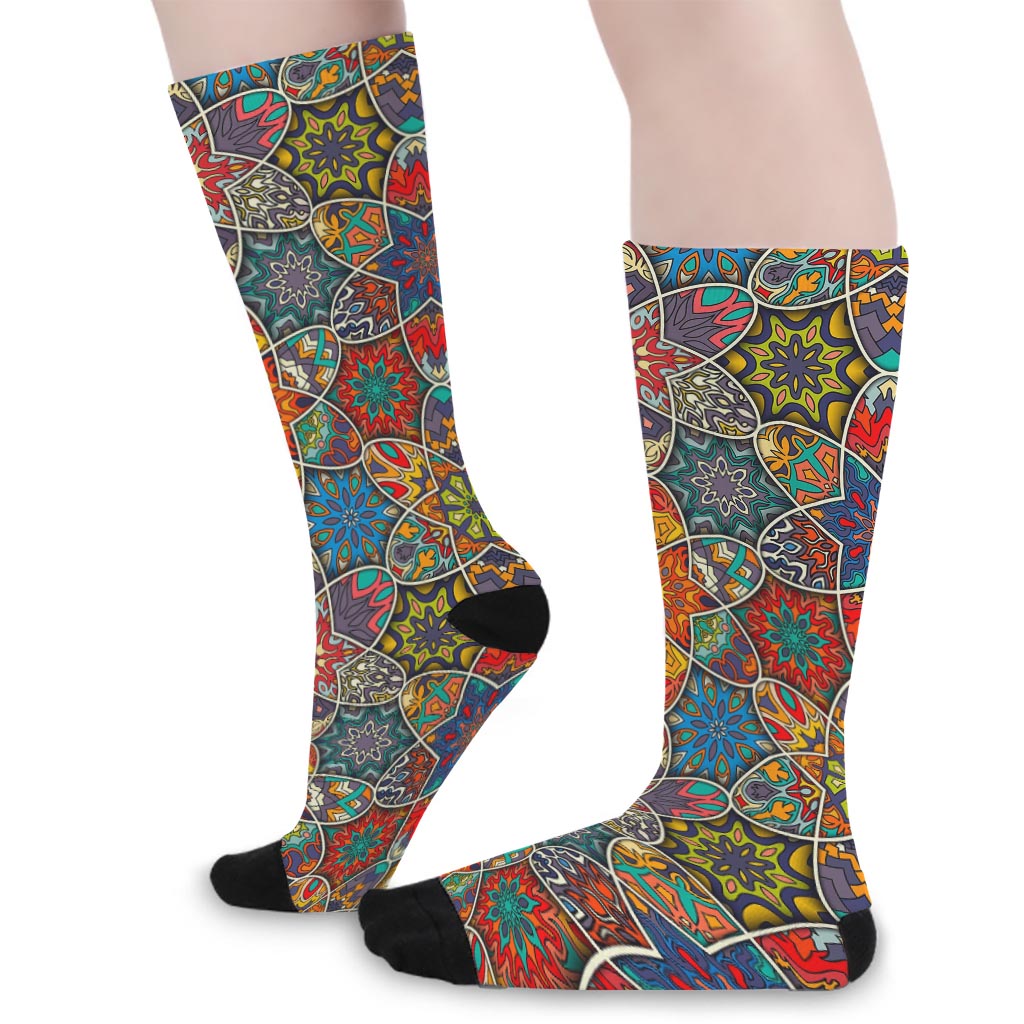 Mandala Star Bohemian Pattern Print Long Socks