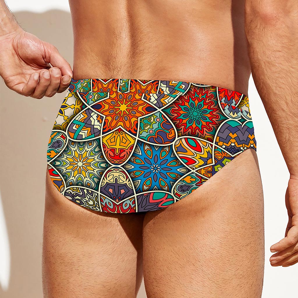 Mandala Star Bohemian Pattern Print Men's Swim Briefs