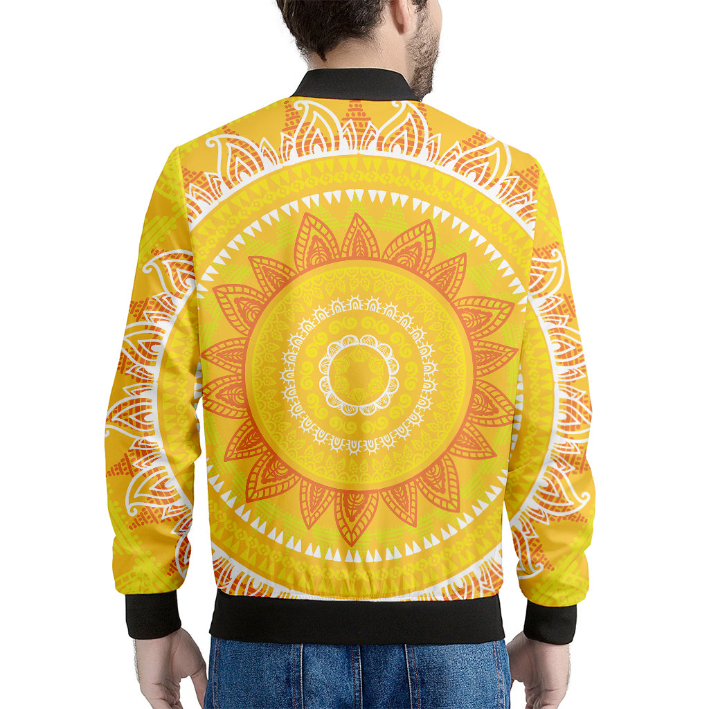 Mandala Sun Print Men's Bomber Jacket