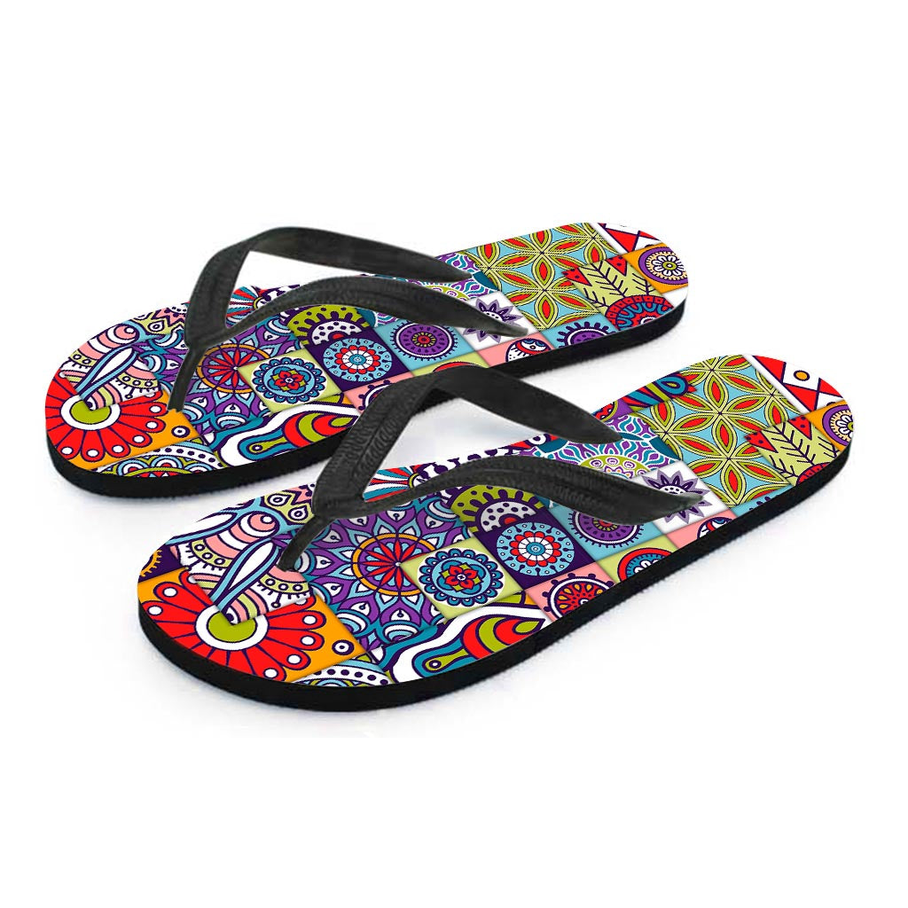 Mandala Tile Bohemian Pattern Print Flip Flops