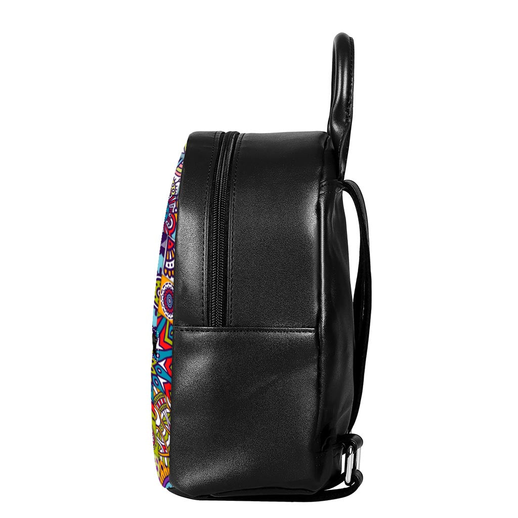 Mandala Tile Bohemian Pattern Print Leather Backpack