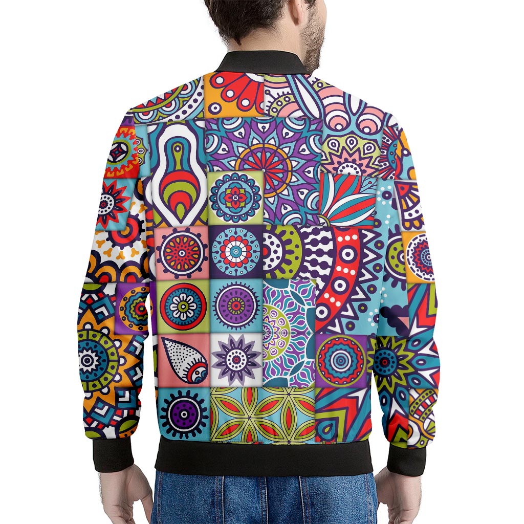 Mandala Tile Bohemian Pattern Print Men's Bomber Jacket