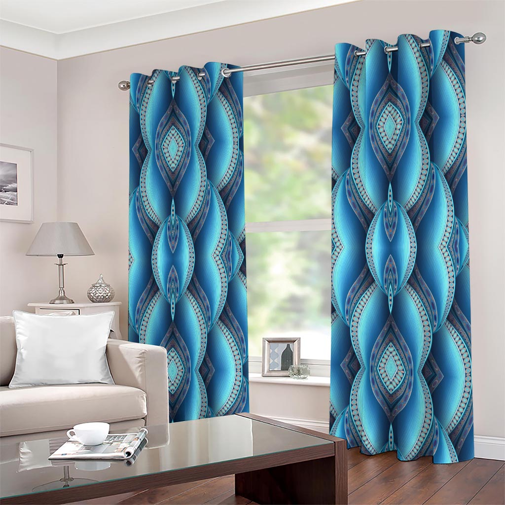 Mandala Waves Bohemian Pattern Print Extra Wide Grommet Curtains