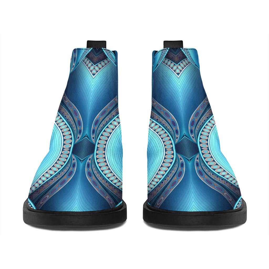 Mandala Waves Bohemian Pattern Print Flat Ankle Boots