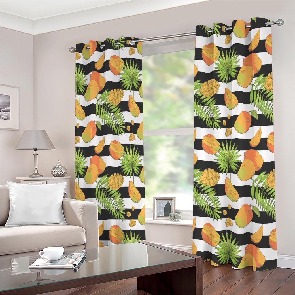 Mango Fruit Striped Pattern Print Extra Wide Grommet Curtains