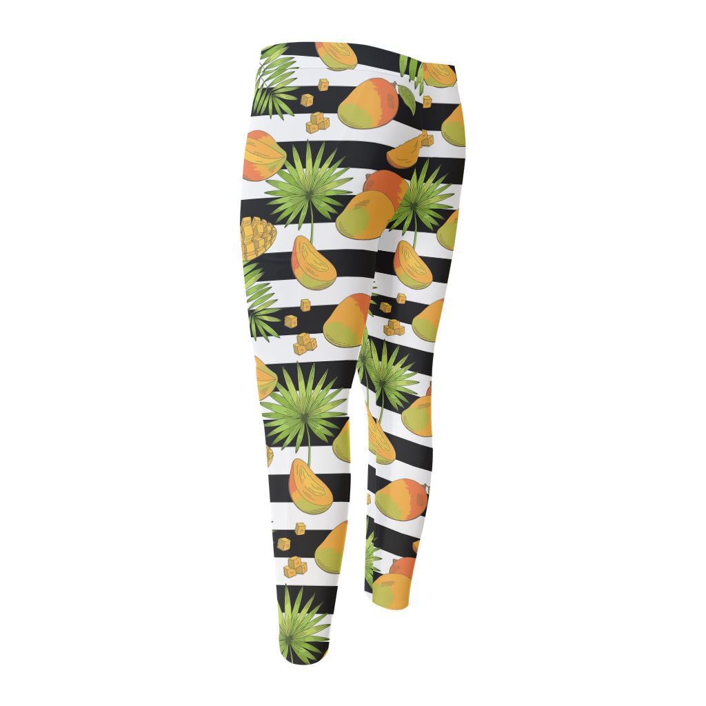 Mango Fruit Striped Pattern Print Men's Compression Pants