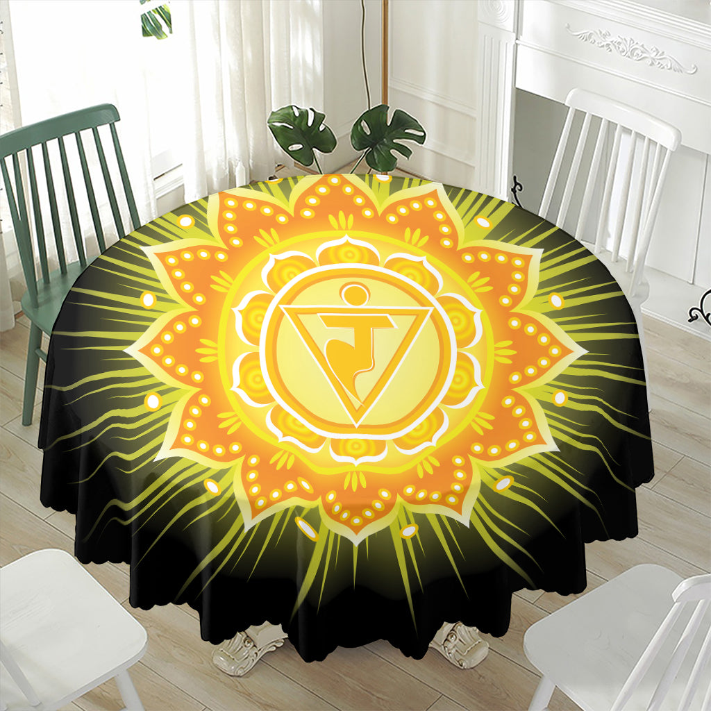 Manipura Chakra Mandala Print Waterproof Round Tablecloth