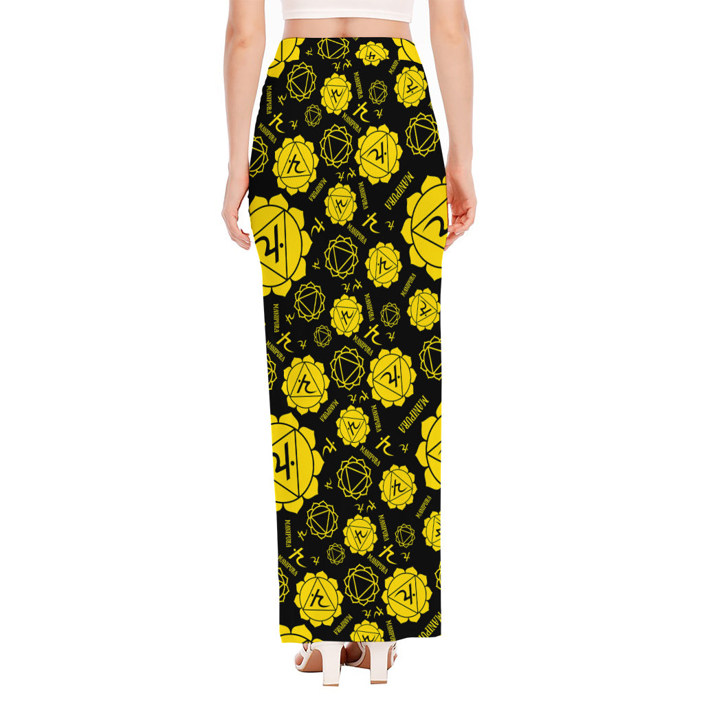 Manipura Chakra Pattern Print High Slit Maxi Skirt