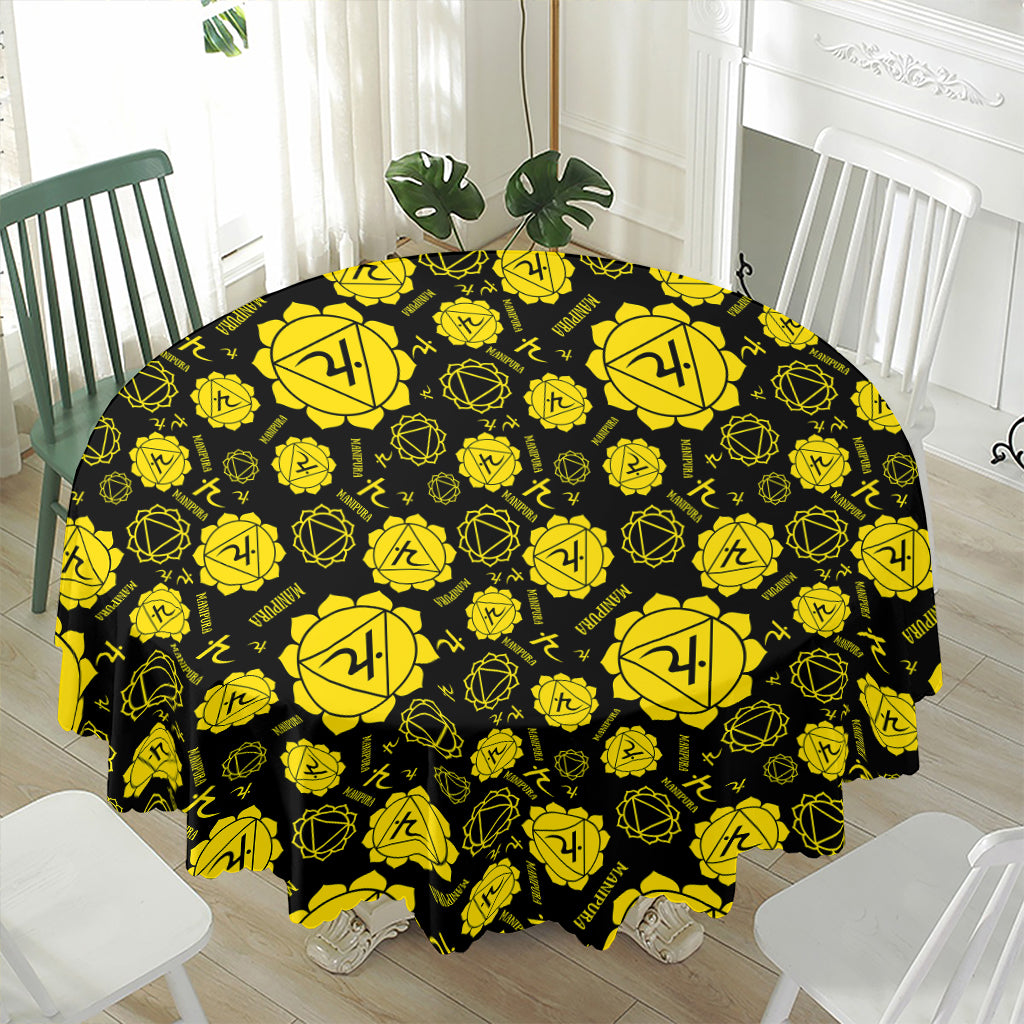 Manipura Chakra Pattern Print Waterproof Round Tablecloth