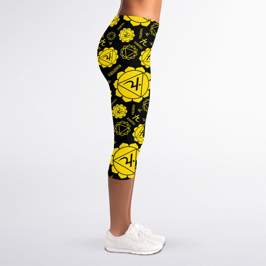 Manipura Chakra Pattern Print Women's Capri Leggings