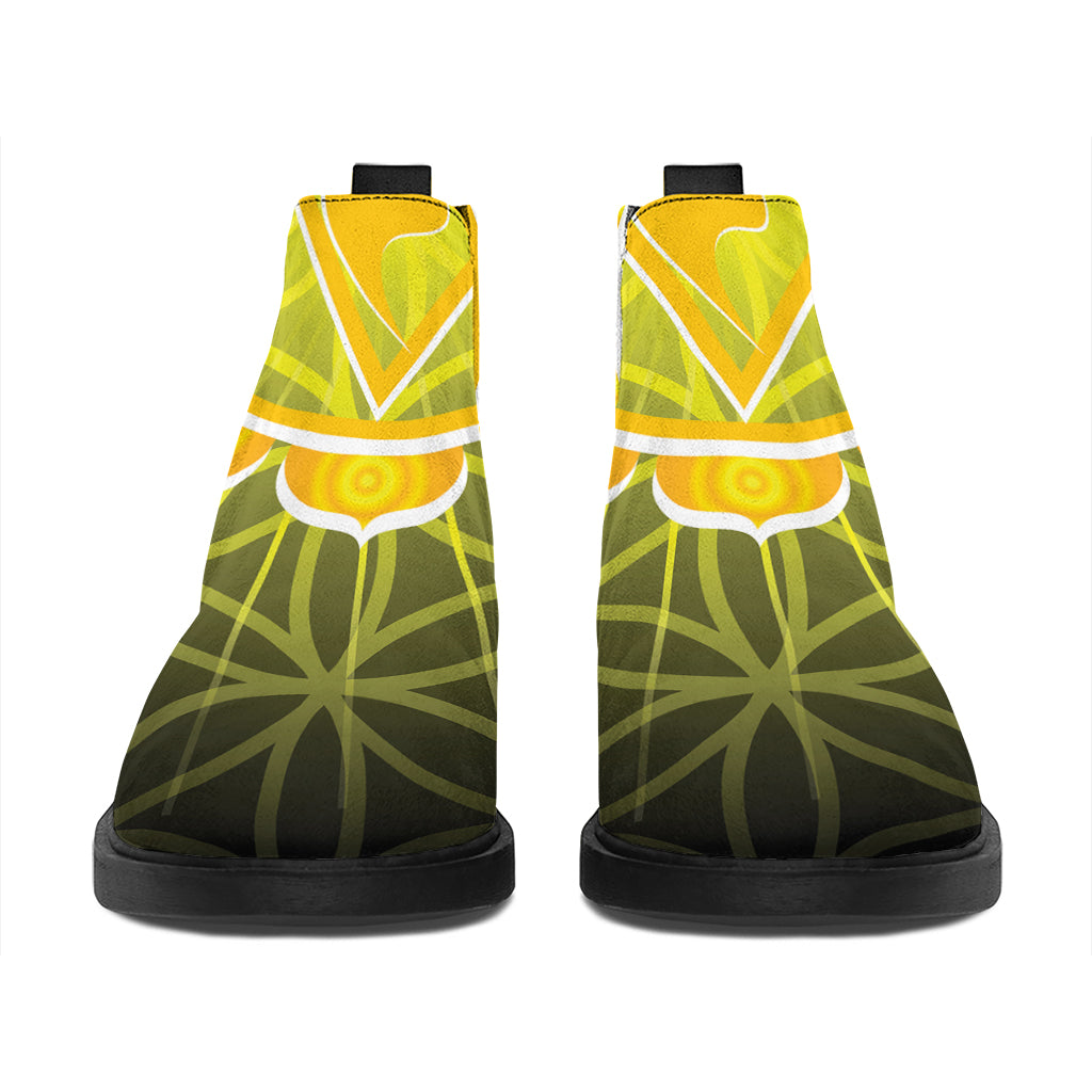 Manipura Chakra Spiritual Print Flat Ankle Boots