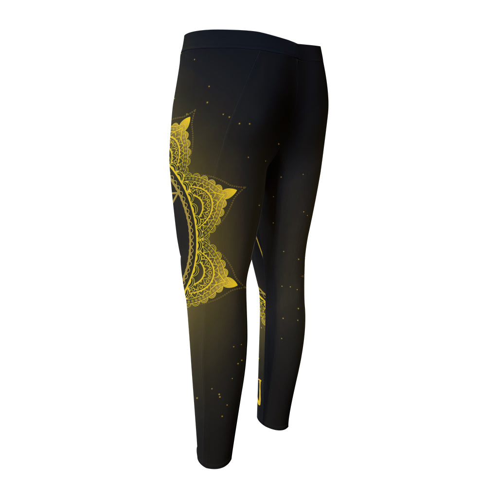 Manipura Chakra Symbol Print Men's Compression Pants