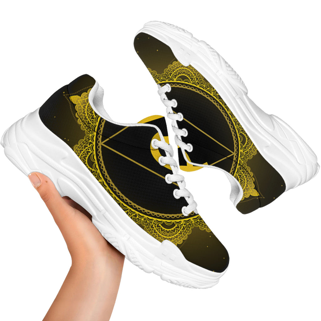 Manipura Chakra Symbol Print White Chunky Shoes