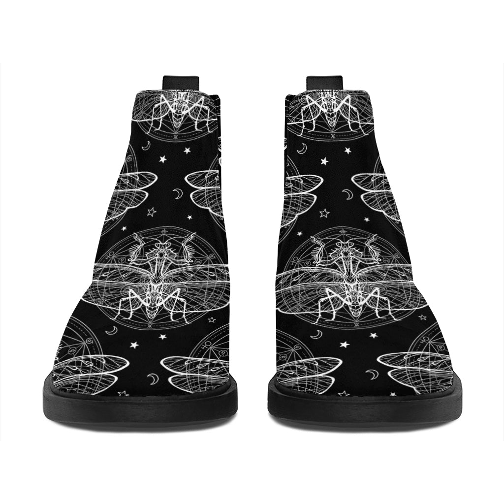 Mantis Spirit Animal Pattern Print Flat Ankle Boots