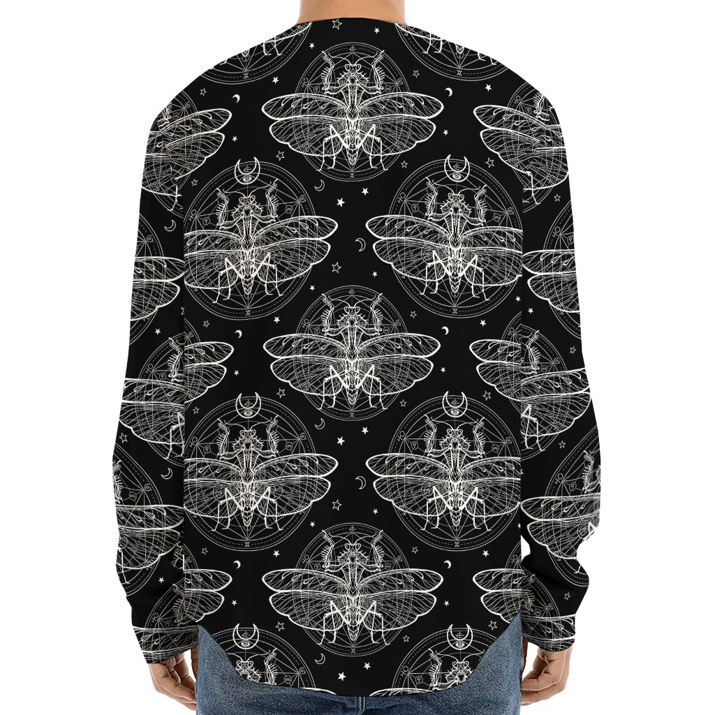 Mantis Spirit Animal Pattern Print Long Sleeve Baseball Jersey
