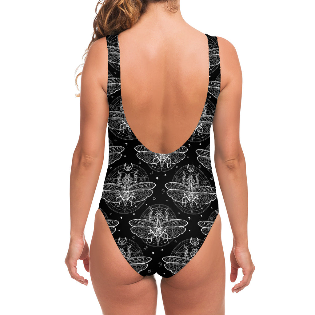 Mantis Spirit Animal Pattern Print One Piece Swimsuit