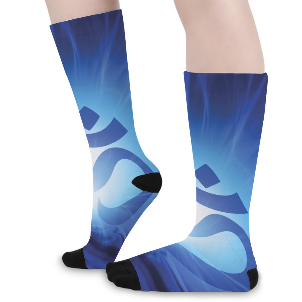 Mantra Om Print Long Socks