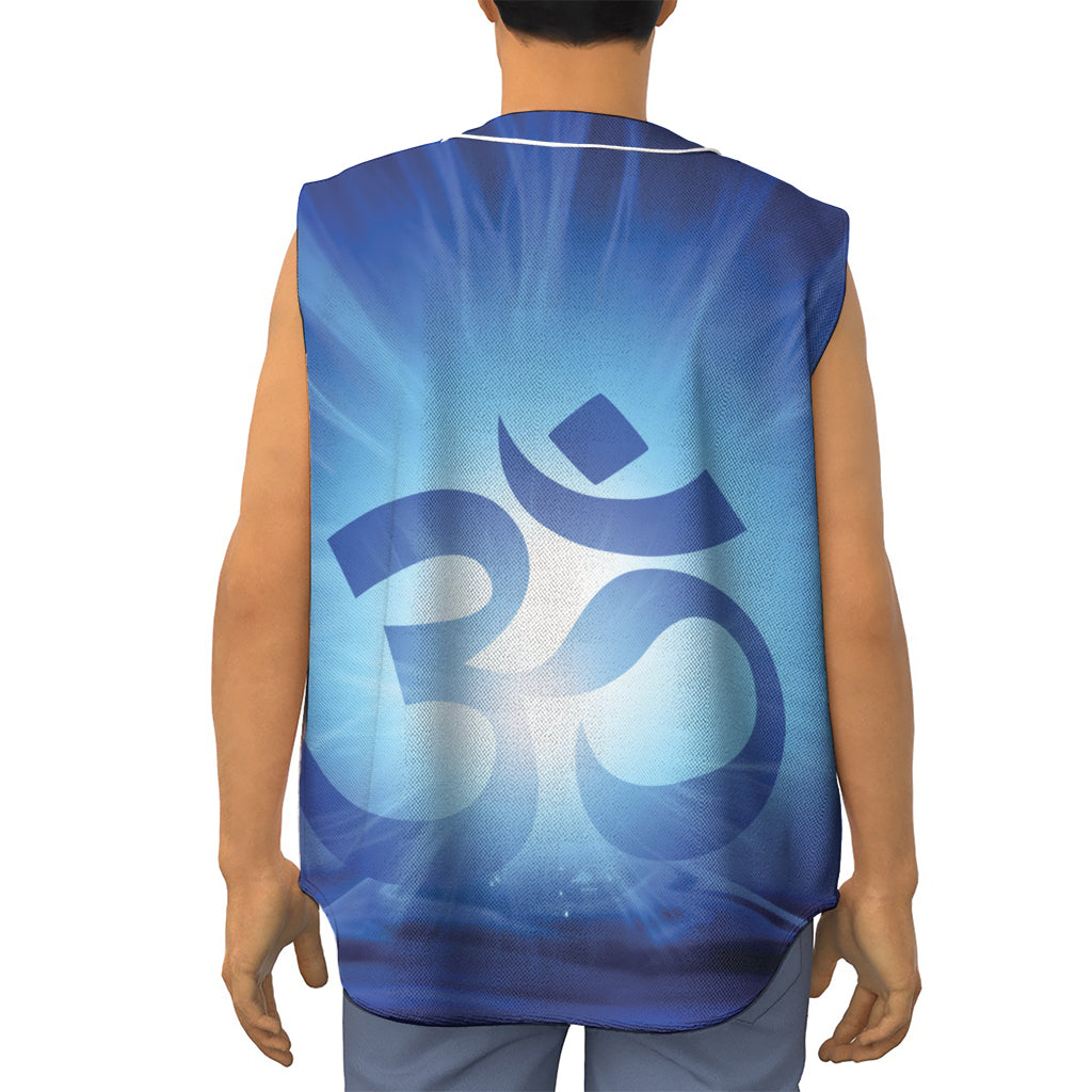 Mantra Om Print Sleeveless Baseball Jersey