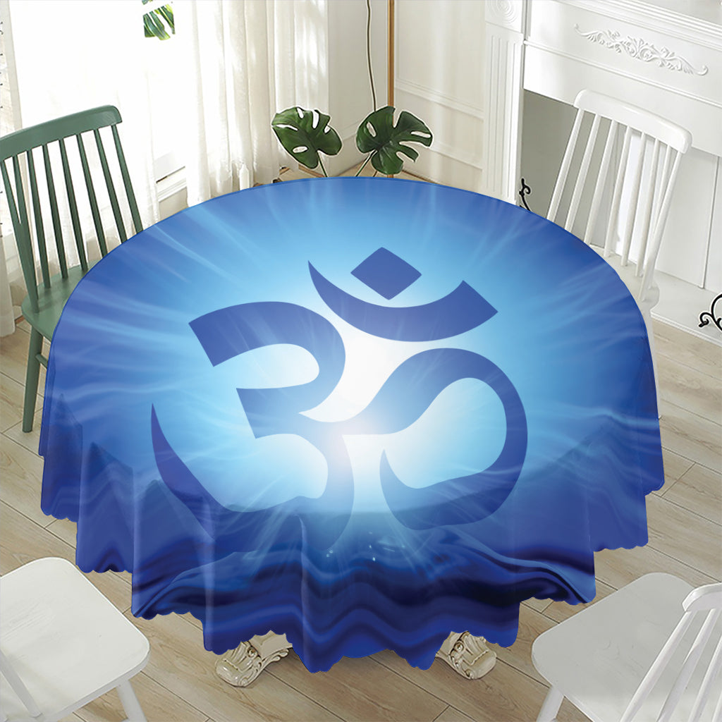 Mantra Om Print Waterproof Round Tablecloth