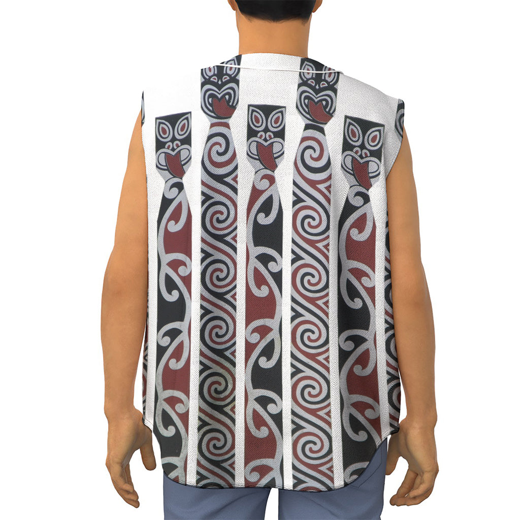 Maori Fence Print Sleeveless Baseball Jersey