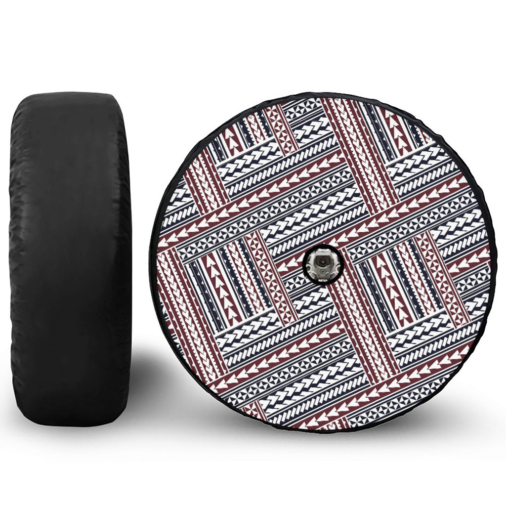 Maori Tribal Pattern Print Tire Cover With Camera Hole