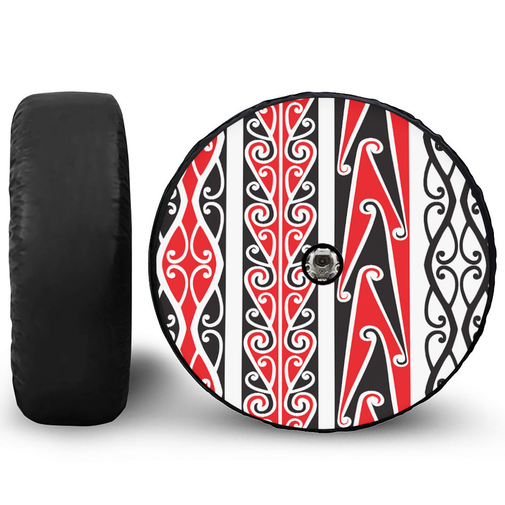 Maori Tribal Print Tire Cover With Camera Hole