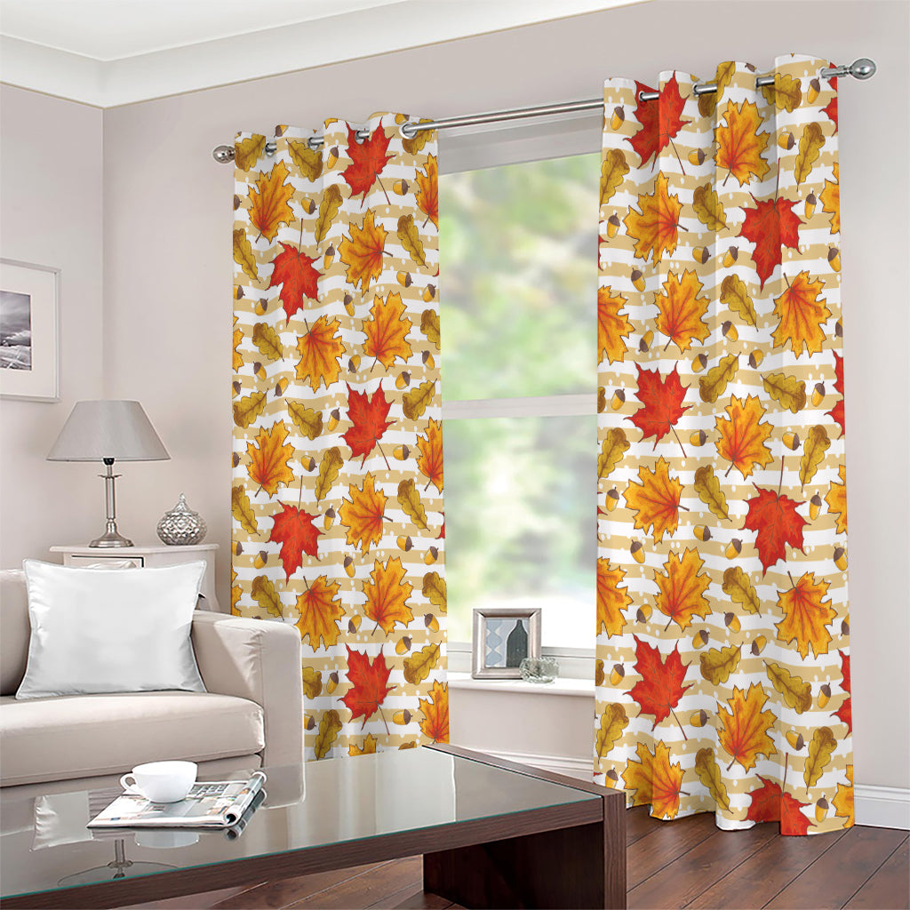 Maple And Oak Pattern Print Extra Wide Grommet Curtains