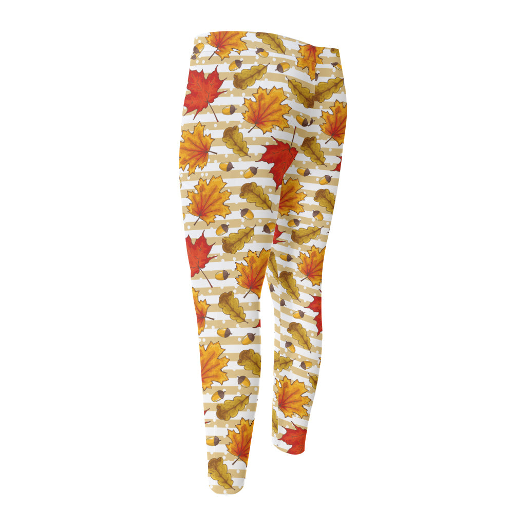 Maple And Oak Pattern Print Men's Compression Pants