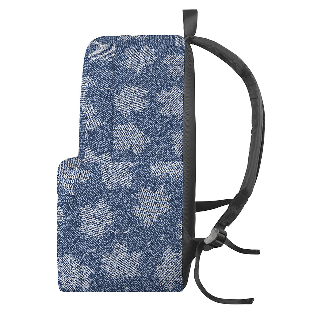 Maple Leaf Denim Jeans Pattern Print Backpack