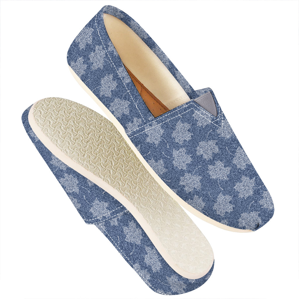 Maple Leaf Denim Jeans Pattern Print Casual Shoes