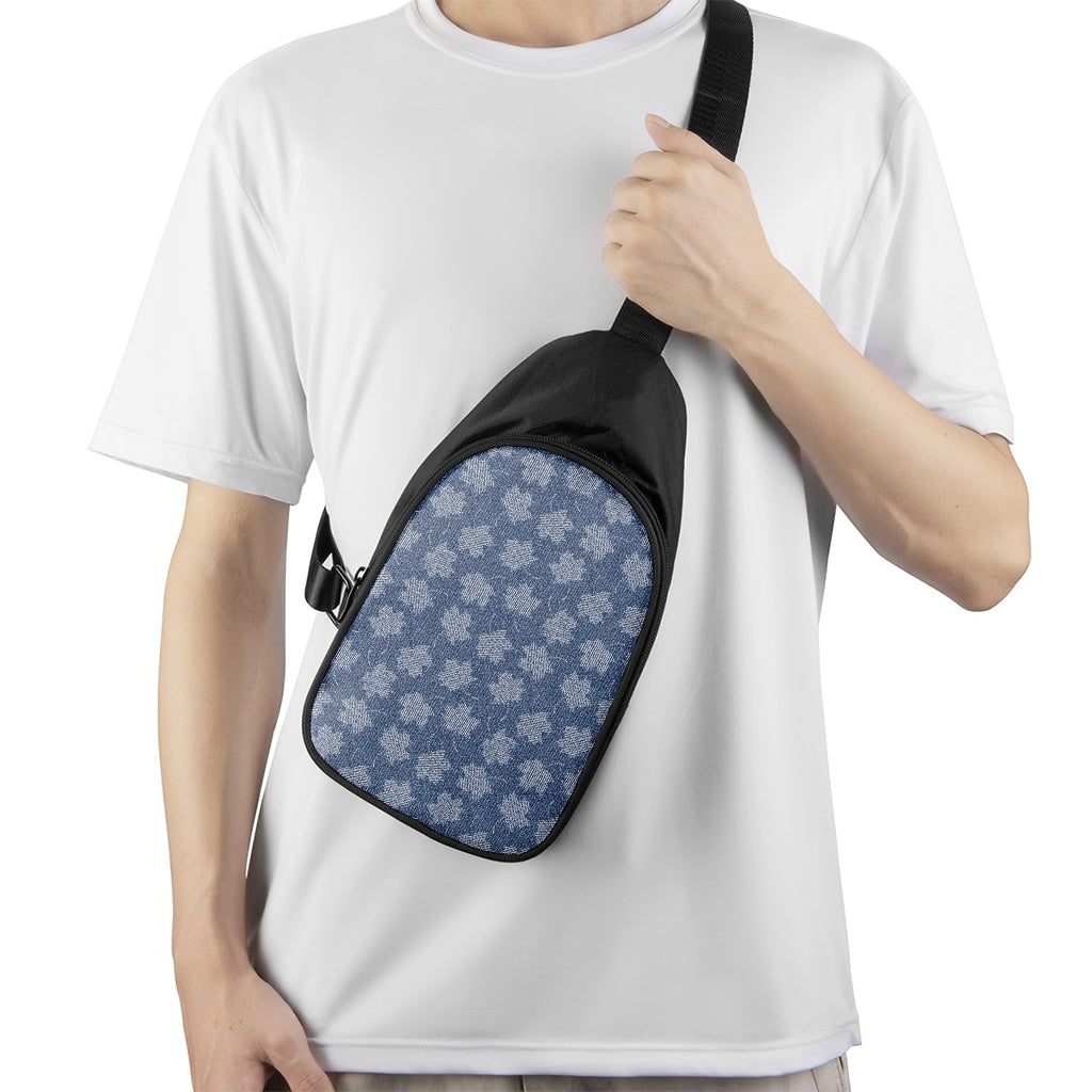 Maple Leaf Denim Jeans Pattern Print Chest Bag