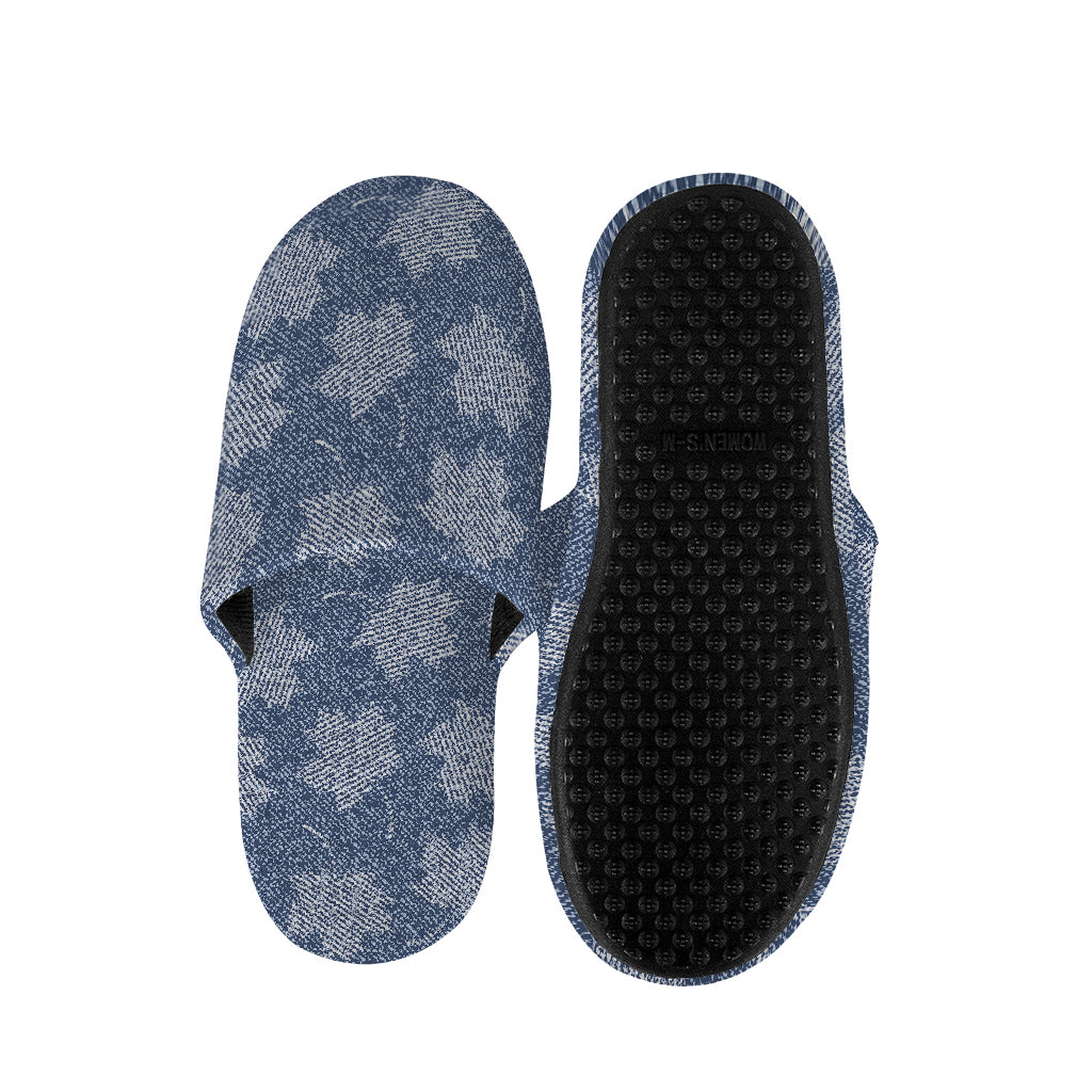 Maple Leaf Denim Jeans Pattern Print Slippers