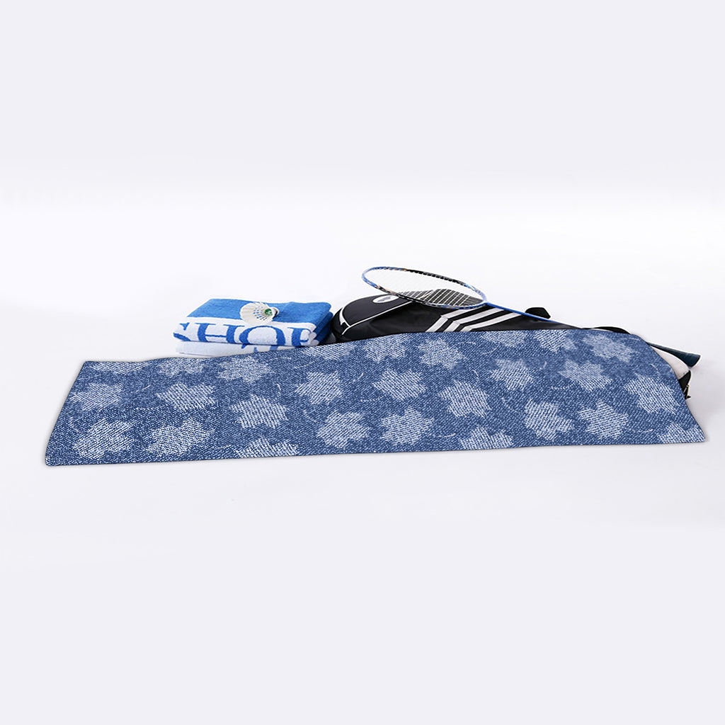 Maple Leaf Denim Jeans Pattern Print Sports Towel