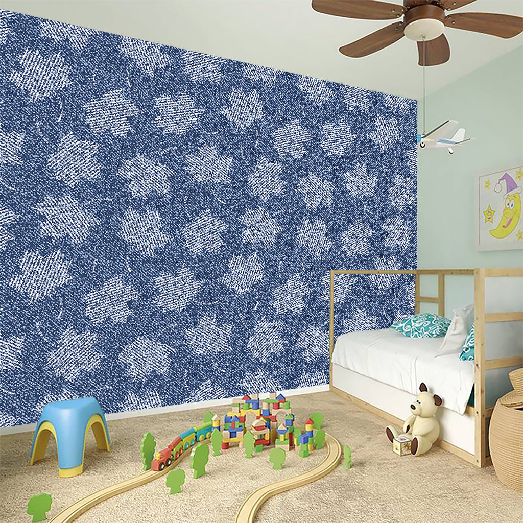 Maple Leaf Denim Jeans Pattern Print Wall Sticker