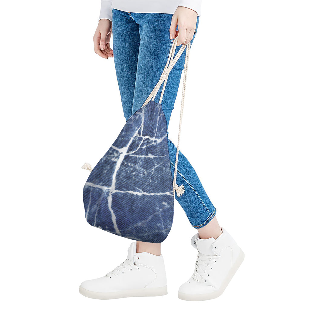 Marble Denim Jeans Pattern Print Drawstring Bag