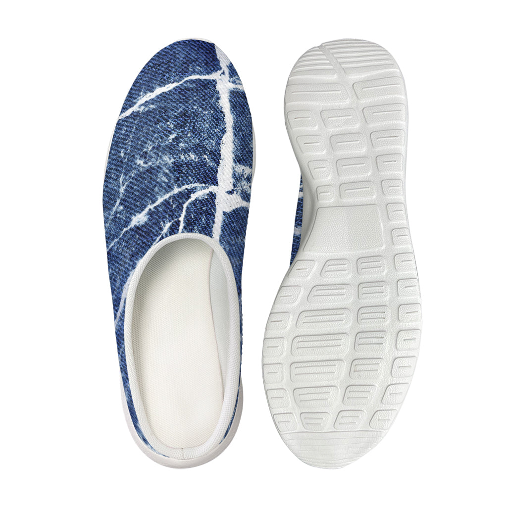 Marble Denim Jeans Pattern Print Mesh Casual Shoes