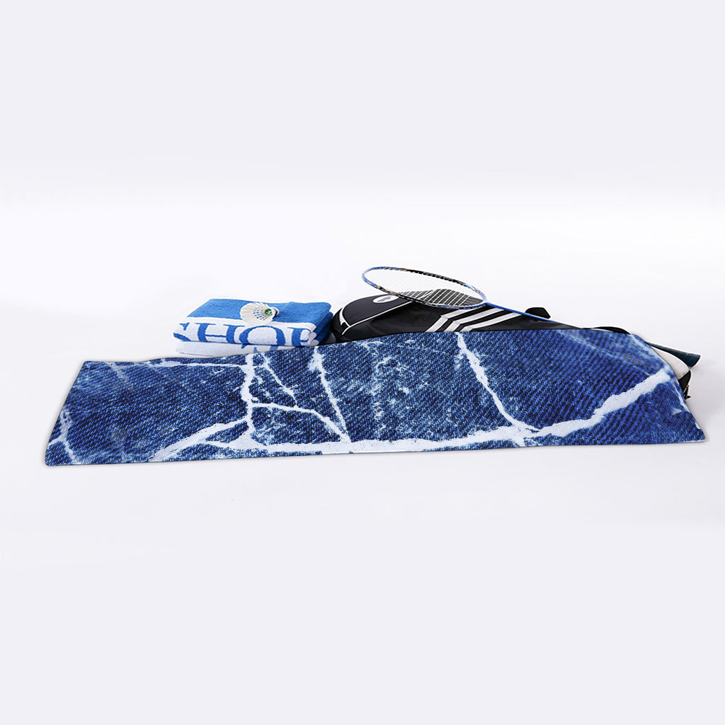 Marble Denim Jeans Pattern Print Sports Towel