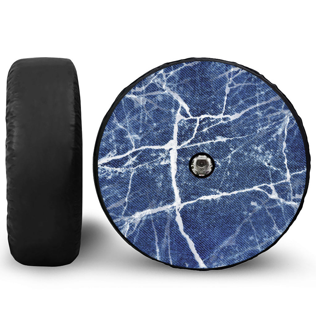 Marble Denim Jeans Pattern Print Tire Cover With Camera Hole