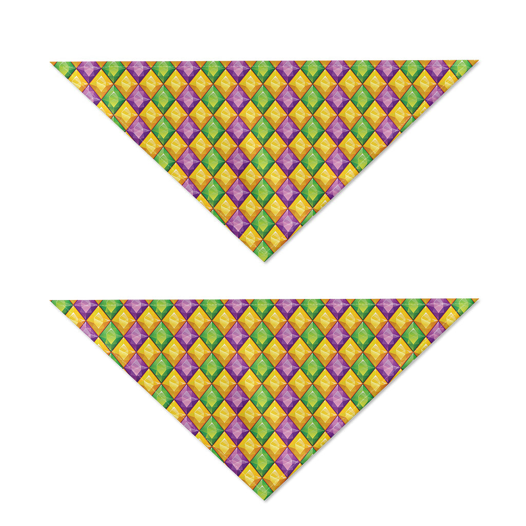 Mardi Gras Diamond Pattern Print Dog Bandana